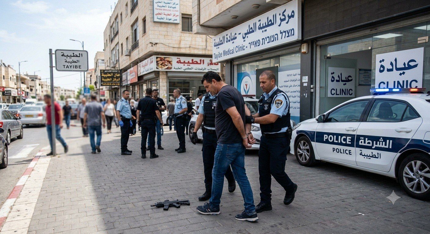 اعتقال مشتبه في الأربعينات بعد تهديد طبيب هاتفيًا واقتحام عيادة بمسدس لعبة في الطيبة