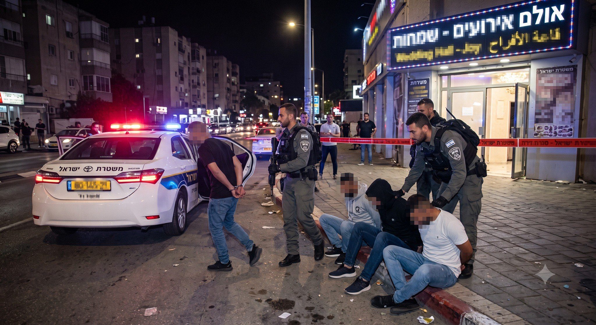 اعتقال أربعة مشتبهين بينهم قاصران بشبهة إطلاق نار على قاعة أفراح في أشدود