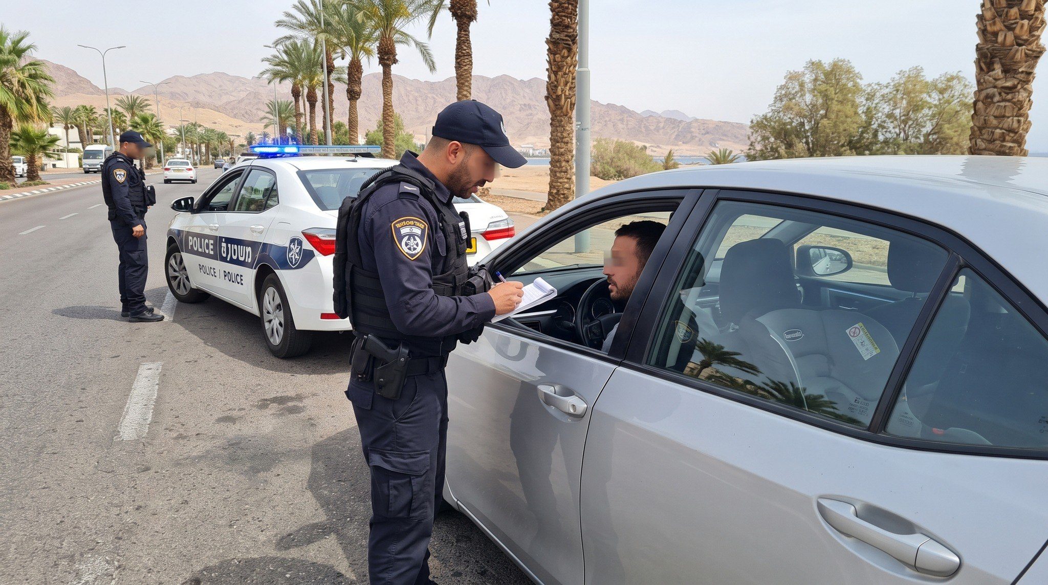 توقيف سائق في إيلات قاد ورضيع عمره 3 أشهر على ركبتيه وأطعمه أثناء القيادة